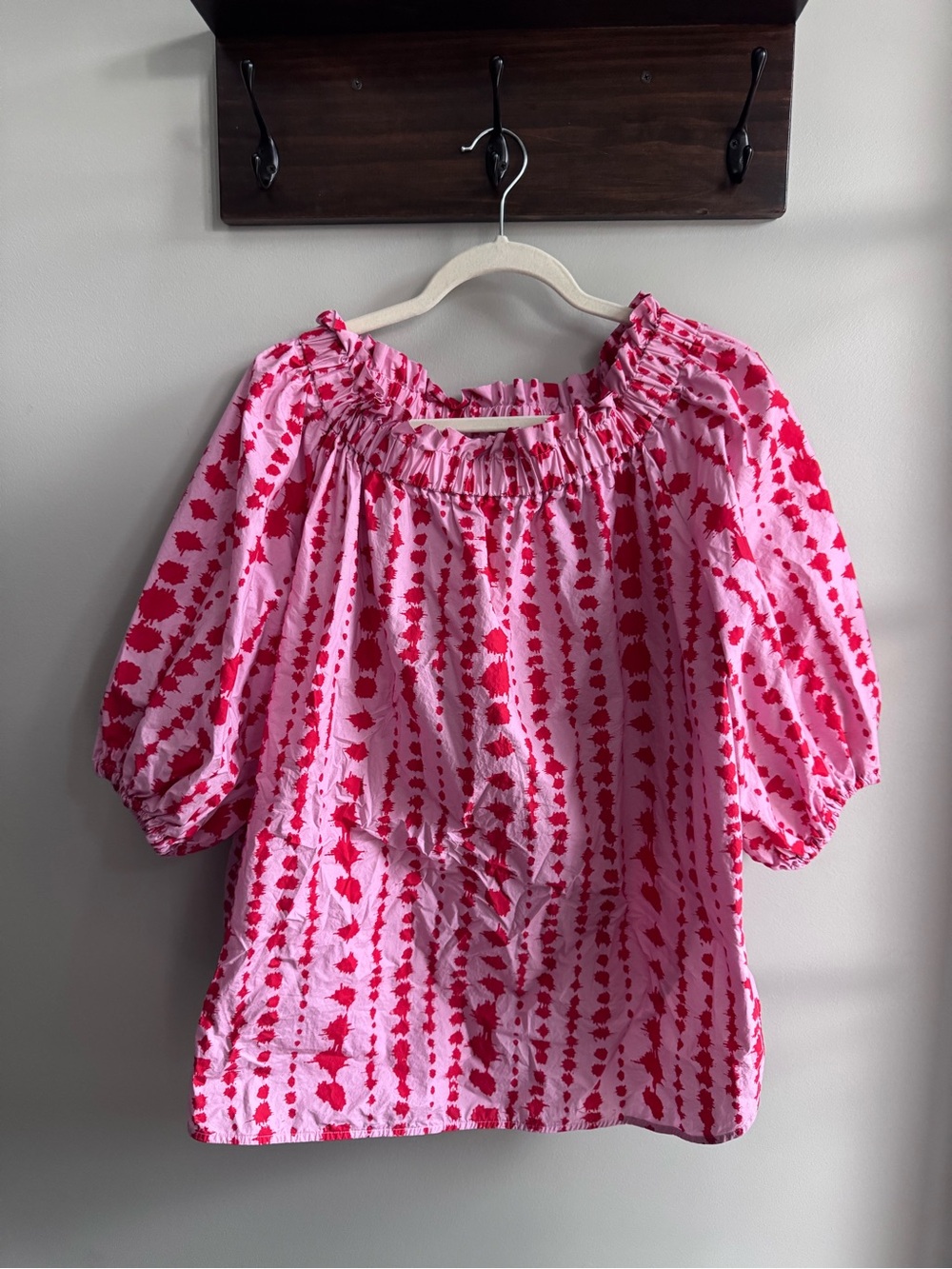 Piazza Sempione Pink and Red Printed Ruffled Top